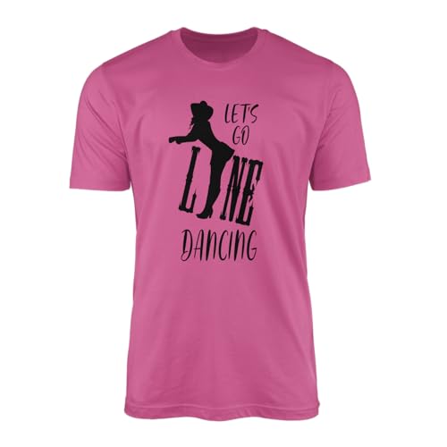 Willow Gifts Let's Go Line Dancing - Camiseta de baile con texto en inglés 'Line Dancing Tap Dance Cowboy Cowgirl Western Classic Dance Typography' Statement Retro Vintage Bohemian Rhodeo Regalo, Rosa
