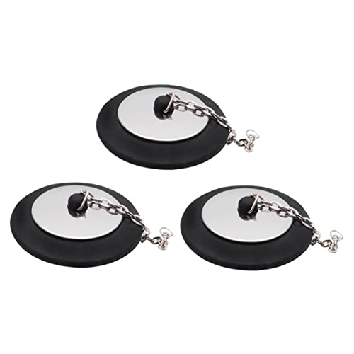 Sosoport 3Pcs Reliable Rubber Bathtub Drain Stoppers with Long Chain Flexible Drain Plug for Easy Use Seal for Clog Prevention Bathroom and Kitchen Sinks