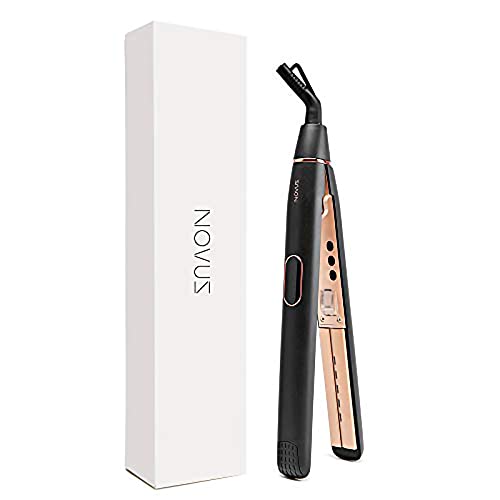 Flat Iron Hair Straightener for 1 inch Tourmaline Ceramic Plates with Ionic Infrared Rays LED Display，Straightener and Curling Iron in One for All Hair Types Anti frizz 210℉ to 450℉ Adjustable Temp