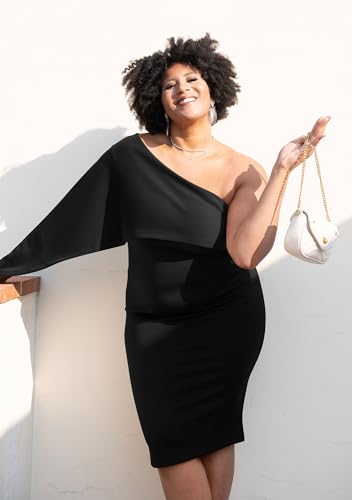 GOBLES Women's Summer Sexy One Shoulder Ruffle Bodycon Midi Cocktail Dress3