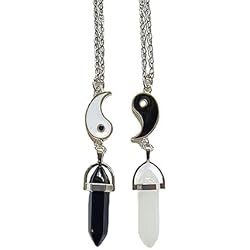 Cadenas De Mejores Amigos Hombre Y Mujer PLABBDPL 2 piezas Collar de Amistad, Cadena de Mejores Amigos, Colgante de Amistad en Collar para Mujeres Hombres, Colgante en Forma de Prisma