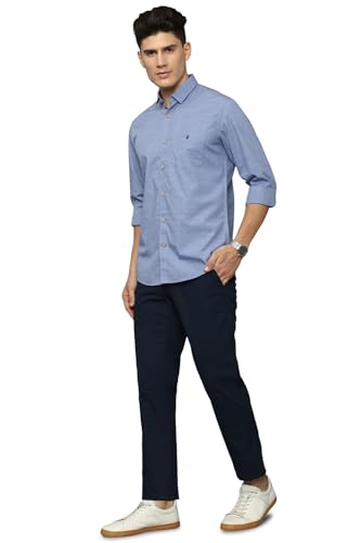 Louis Philippe Men's Slim Fit Textured Fabric Soft Handfeel Full Sleeve Casual Shirt