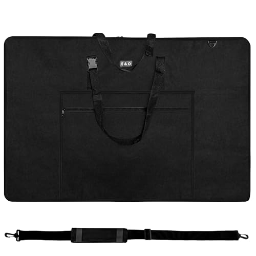 E&Oseller, Waterdicht, Portfolio Folder Voor Kunstwerk, Portfolio, Art Portfolio, Art Portfolio Case a3 Twee Kleuren, Hand en Schoudergrepen Art Storage, kunst portfolio case 36 x 24, kunst tas, Zwart