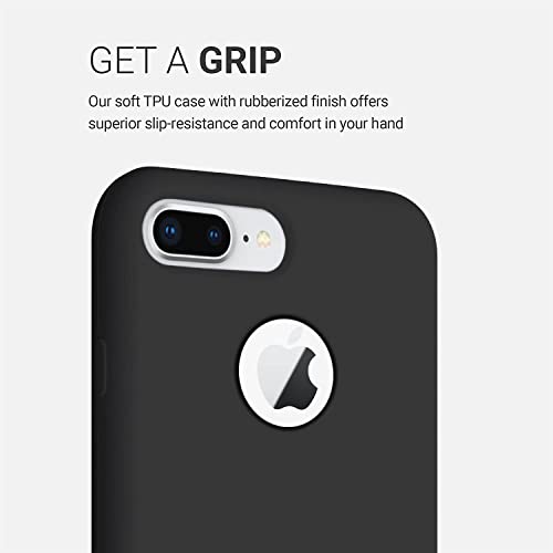 Image of VONZEE Liquid Silicone Soft Back Cover for iPhone 7 Plus Case, Shockproof Slim Camera & Full Body Protection Non Yellowing Cover with Microfiber Lining & Logo Cut (5.5 Inch) -Black