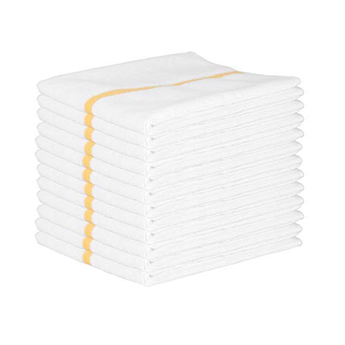 Wiper Central USA M915180FGD Microfiber Ribbed Bar Mop Towels w/Gold Center Stripe, Pack of 12