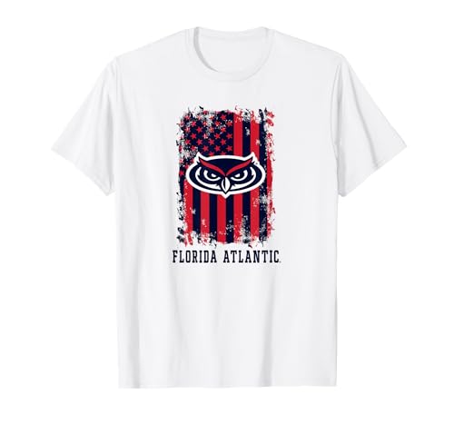 Florida Atlantic Owls Patriotic Retro American Flag T-Shirt