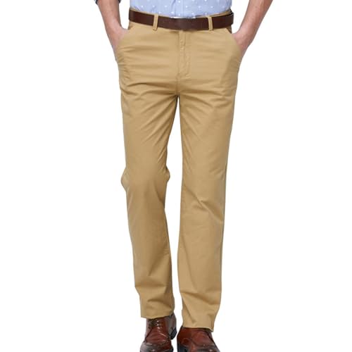 Mens Flat Front Suit Pants Slim Fit Chino Khaki Pant Wrinkle-Free Stretch Casual Dress Pants Cotton Trouser