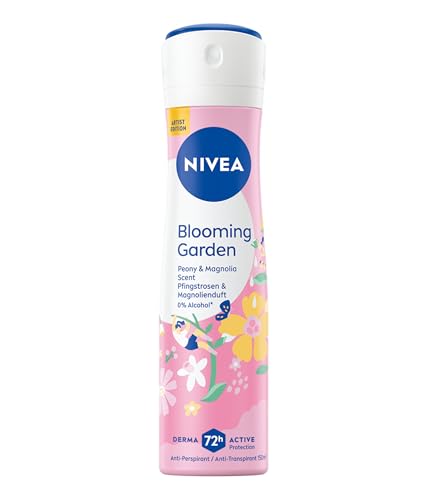 NIVEA Blooming Garden Artist Edition Deo Spray, Deodorant für 72h Anti-Transpirant-Schutz gegen Schweiß und Geruch, Deospray mit blumigem Duft (150ml)