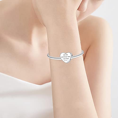 Image of LUXILLA Love You Best Friend Grandma Wife Heart Charm 925 Sterling Silver Charms Fit for Bracelets Necklace Jewelry Gift for Women