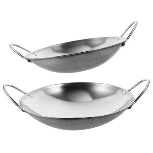 BRIGHTFUFU 2pcs Home Cooking Pot Stainless Steel Wok Wok Steamer Frying Pan Easy Clean