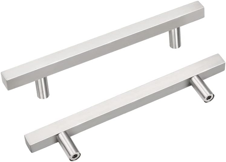 Paquete de 25 manijas de gabinete de cocina, tiradores de cajón de acero inoxidable con centro de agujeros de 5 pulgadas, tiradores de gabinete de