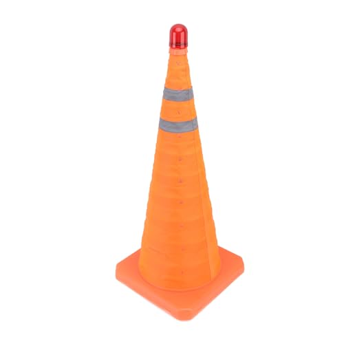 Cône de route 70 cm pliable à base stable et voyant lumineux d'avertissement