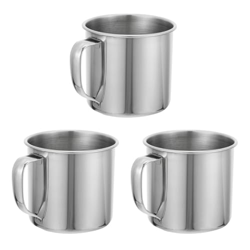 FONDOTIN 3piezas Vaso Acero Inoxidable Tazas Asa Taza para Bebés para Practicar Beber para Uso Diario Casa Escuela