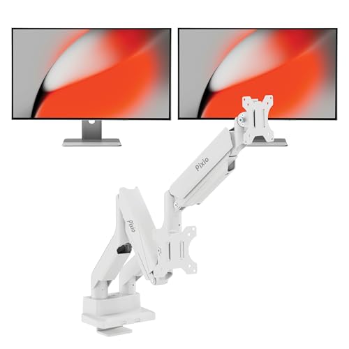 Image of Pixio Two PX277 Max V2 White 27 inch 240Hz Refresh Rate QHD 1440p Resolution 0.03ms GTG Response Time Gaming Monitor with PS2D White Ultrawide Heavy-Duty Premium Dual Monitor Arm
