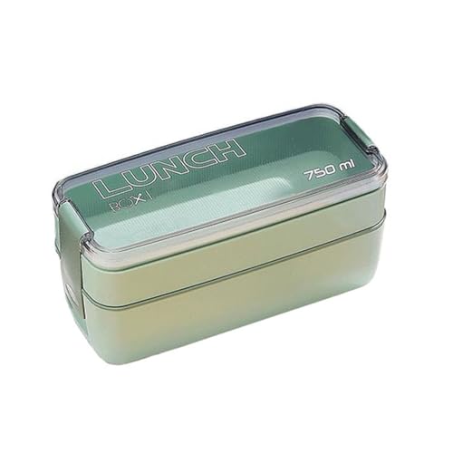 弁当箱 ランチボックス 2段 お弁当箱 750ml 大容量 べんとう箱 おべんとう箱 食器付き 仕切り付 保温 保存容器 和風 抗菌 軽量 ポータブル 汁漏れ防止 大人用 子供用 電子レンジ対応 アウトドア 通学 通勤 (抹茶グリーン)