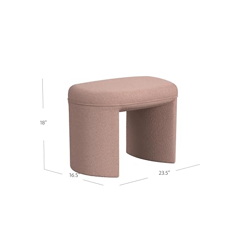 Image of HomePop 24 inch Quinn Modern Ottoman - Pink Boucle