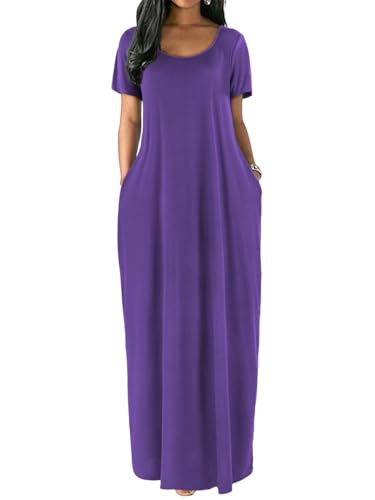 Image of Nimsruc Women Summer Long Dress Casual Sexy Short Sleeve Loose Maxi Dresses for Women 2025