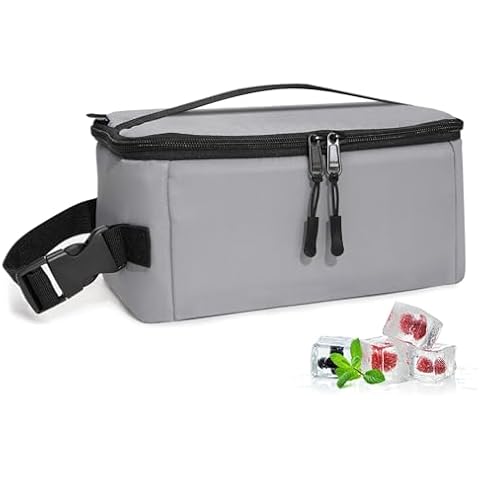 Cerbonny Small Lunch Bag,Small Cooler Bag,Small Lunch Box for Kids/Adult,Mini Cooler Bag with Buckle Handle,Insulated Cooler Bag for Work School Travel,Gray Cover