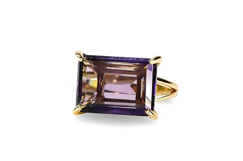 Bague améthyste rectangle or 14k | Le cadeau de naissance idéal pour elle