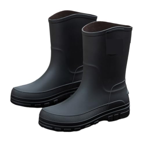 GAOJUNAN Bota de Agua | Botas de Lluvia Botas De Lluvia Tubo Medio Antideslizantes E Impermeables For Hombre, Zapatos Goma For Trabajo, Pesca Y Agua Wellington Boots(Black,44)