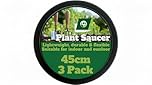 LBS Horticulture Pack of 3 – 45cm Extra Large Plant Pot Saucers Black Heavy Duty | Greenhouse & Large Container Drip Trays – Deep Dish Frost-Resistant Recycled Plastic for Serious Gardeners