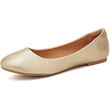 Women Ballet Flats Classy Simple Casual Slip-on Comfort Walking ShoesU122PDX036.DN-22.Metal golden-258