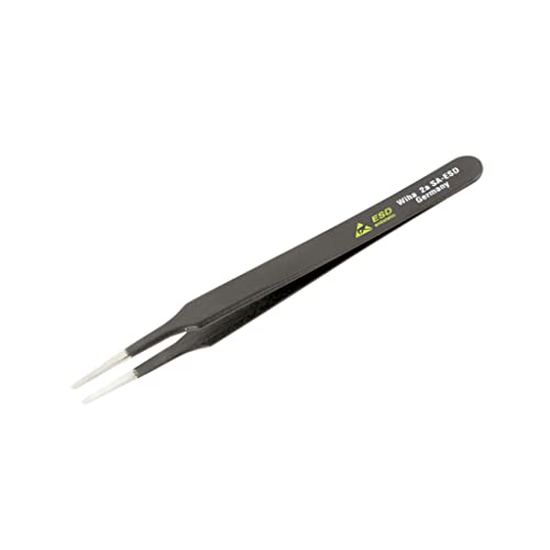 Wiha 44505 Flat Round Professional Quality ESD Tweezers with Smooth Sides