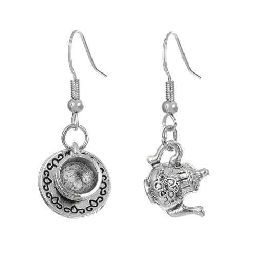 Vintage Tea Cup and Kettle Dangle Earrings Cute Teapot Teacup Post Earrings Jewelry for Women