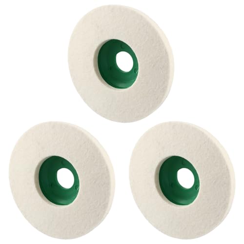 QWORK® 3 Piezas disco de pulido de fieltro de lana de 125 mm, discos amoladora, para pulir metal, acero inoxidable, madera, piedra
