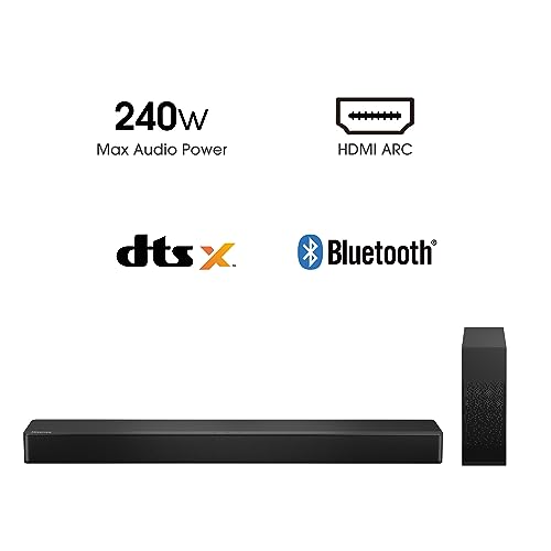 Hisense HS2100 2.1 Soundbar Home Theater System mit kabellosem Subwoofer, 240W, Dolby Audio, Bluetooth, HDMI ARC/Optical/AUX/USB, Schwarz