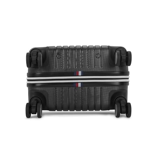 Image of Tommy Hilfiger Stanford Luggage Set of 3 (Cabin, Mid & Cargo)- Black | Polycarbonate Hardshell Suitcase | Expandable Trolley Bags with Flushed TSA Lock, 360 Spinner Wheels & Telescopic Handles