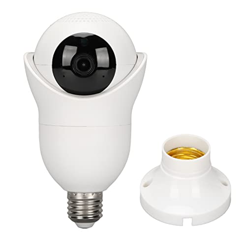 Asixxsix Cámara de Seguridad con Bombilla, Soporte de Lámpara E27 de Fácil Instalación 2.4G 5G WiFi 360° Cámaras de Vigilancia Doméstica Inalámbrica, Audio Bidireccional, Visión Nocturna