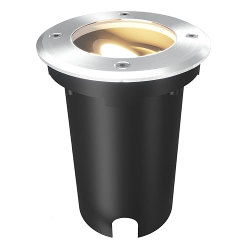 Ledvion - Faretto LED da incasso rotondo, GU10, acciaio inox, IP67, cavo 1m, orientabile, illuminazione esterna