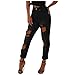 Produktbild Damen Hosen Kolylong® Frauen High Waist Loch Jeanhose Elegant Slim Leggings Rissen Löcher Hosen Stretch Jeanshosen Hohe Taille Skinny Jeans Lange Hosen Freizeithose Jogginghose Schlaghose Sporthose