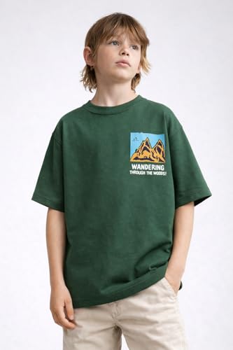 Image of Alan Jones Clothing Boys Oversized Cotton Printed T-Shirt | Round Neck, Short Sleeves, Casual Wear