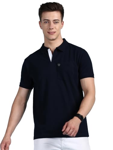 Image of Lux Cozi Men's Half Sleeve Soild Casual Regular Fit T-Shirt with Chest Pocket | Polo Tshirt for Men