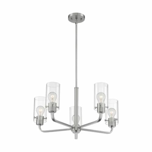 Image of Nuvo 60 /7275 Sommerset 5-Light Chandelier with Clear Glass - Matte Black Finish