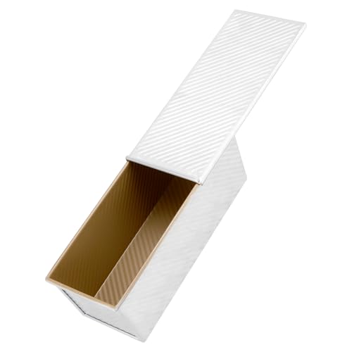 HEIHAK Pullman Loaf Tin with Lid, 1000g/2.2lb Rectangular Non-Stick Loaf Pan, Aluminum Alloy Bread Baking Pan for Oven Baking, Silver, 34x13.5x12cm