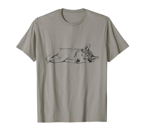 Siberian Husky Sleeping Dog Design Idea T-Shirt