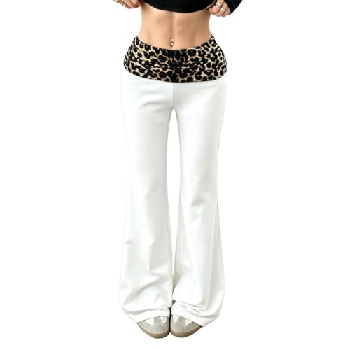 Flare Yoga Pants for Women Leopard Y2k High Waisted Bell Bottom Pants