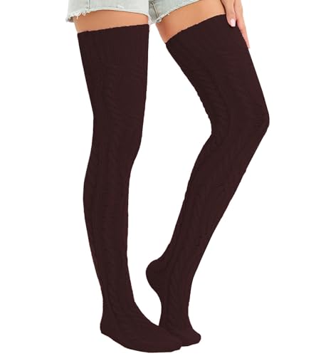 Image of Sexybody Women's Thigh High Socks Over the Knee Knit Socks, Winter Leg Warmers Stockings Knee High Tube Arctic Fleece