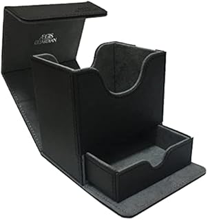AEGIS GUARDIAN Commander Deck Box Premium Card Deck Box with 1 Tray TCG Deck Game Box Fit 100+ Sleeved Cards PVC Free Strong Magnet Leather Card Case Holder Storage, Black