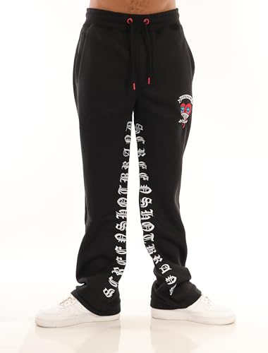 SCREENSHOT Fleece Pants 3202 Mens Streetwear Urban Fit Fleece Pants - Stacked Flare Sweatpants Ribbed Wasteband Drawstring3