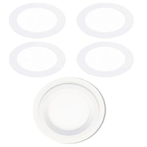 4 Pack White Metal Goof Trim Rings 3.18-Inch x 4.52-Inch (ID x OD) for Recessed Can Lighting Down Light Ceiling Light Fixtures Steel Construction