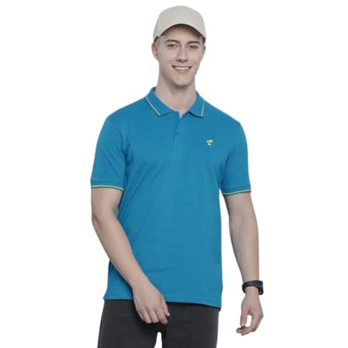 Image of The Indian Garage Co Men Slim Fit Solid Polo Neck Half Sleeves Tshirt