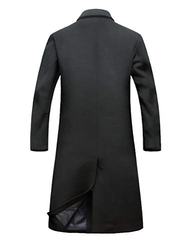 Mordenmiss Men's Long Slim Peacoat Winter Business Wool Blazer Gentlemen Trench Coat Style 2 M Gray #TOP1