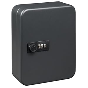 Burg-Wächter Schlüsselbox abschließbar mit Zahlencode, 20 nummerierte Haken, Stahlblech, KC 20 C, Mattschwarz