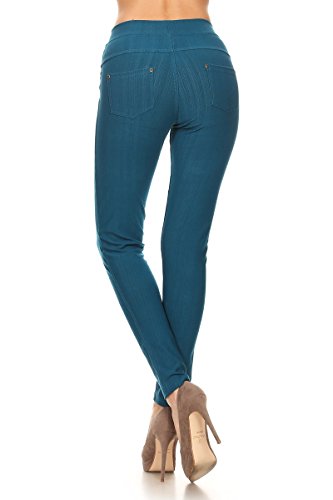 Image of Leggings Depot Women's Cotton Blend Stretch Pull-on Jeggings Casual Pants with Pockets (Available in Plus Size)