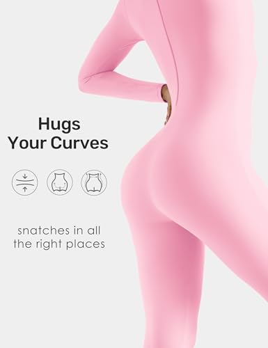 Image of speerise Women Bodysuit Rompers Long Sleeve Jumpsuits Leotards One Piece Tummy Control Yoga Workout Outfits