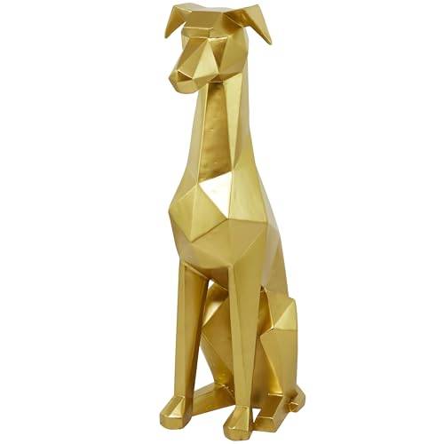 Estatua decorativa de perro poliresina 9" x 11" x 30" oro